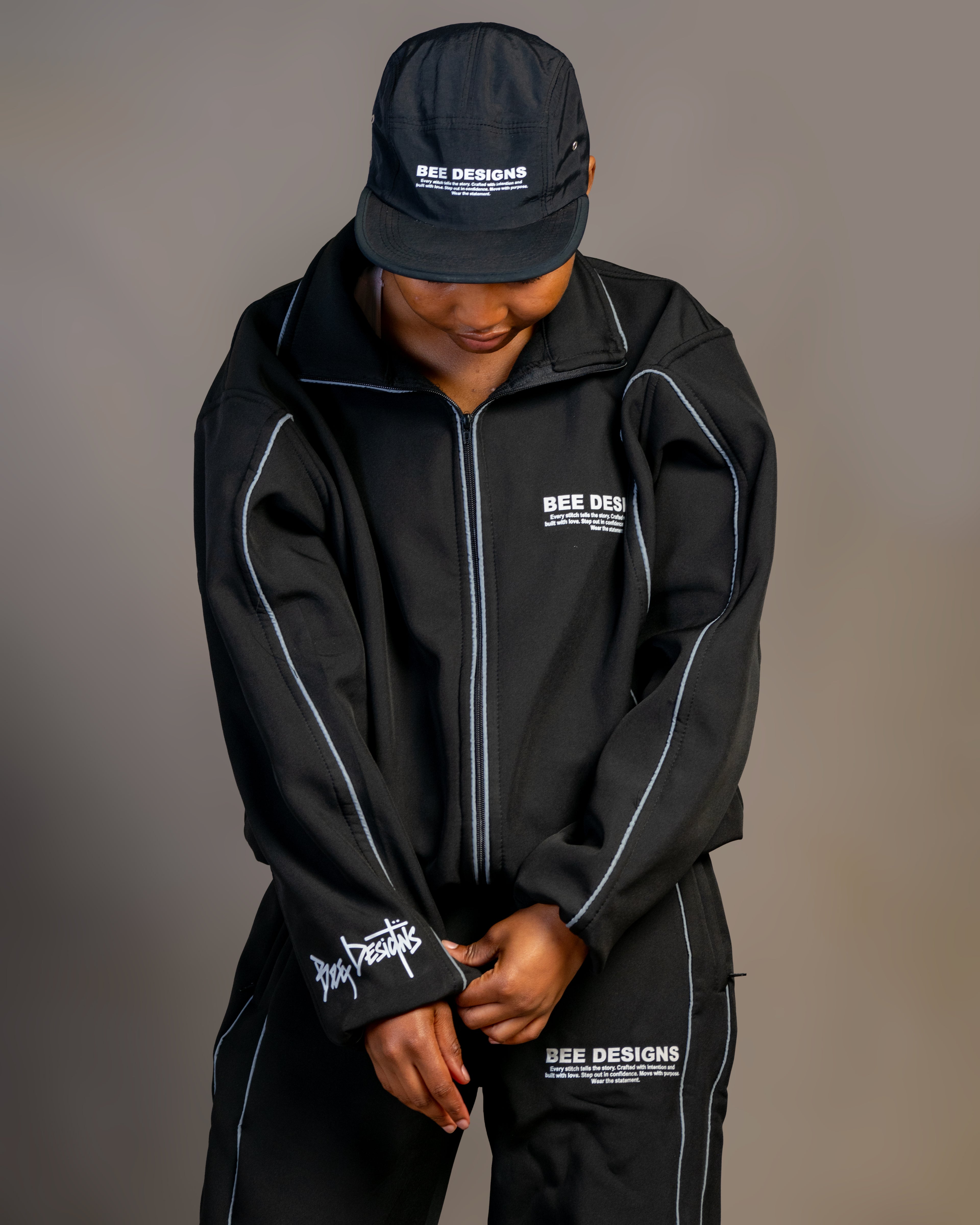 Bee Designs™ 5 Panel Black Cap