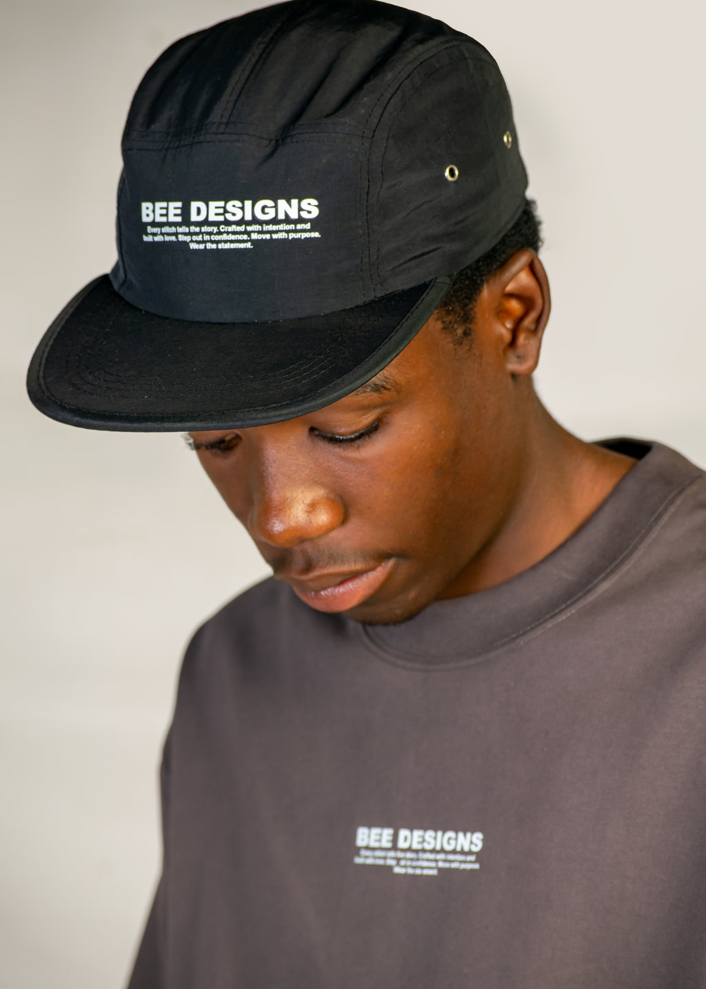 Bee Designs™ 5 Panel Black Cap